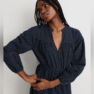 Madewell Dobby V-Neck Tiered Midi Dress NWT